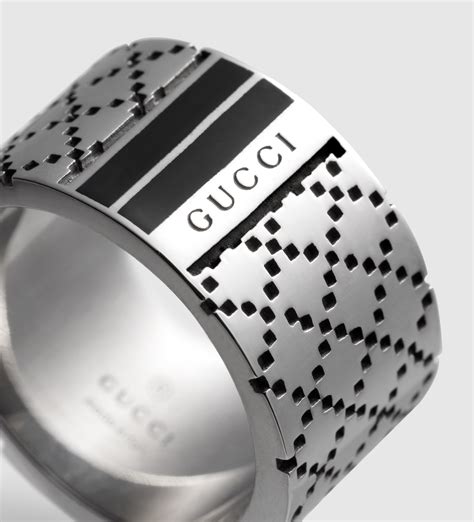 gucci mens silver diamantissima ring|interlocking g ring in silver.